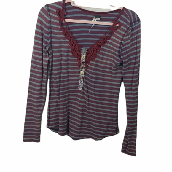 We The Free People Call Back Striped Henley S - Picture 1 of 8